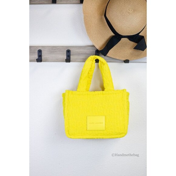 NEW Marc Jacobs The Monogram Terry Tote Small Golden Kiwi Logo Bag Purse Handbag